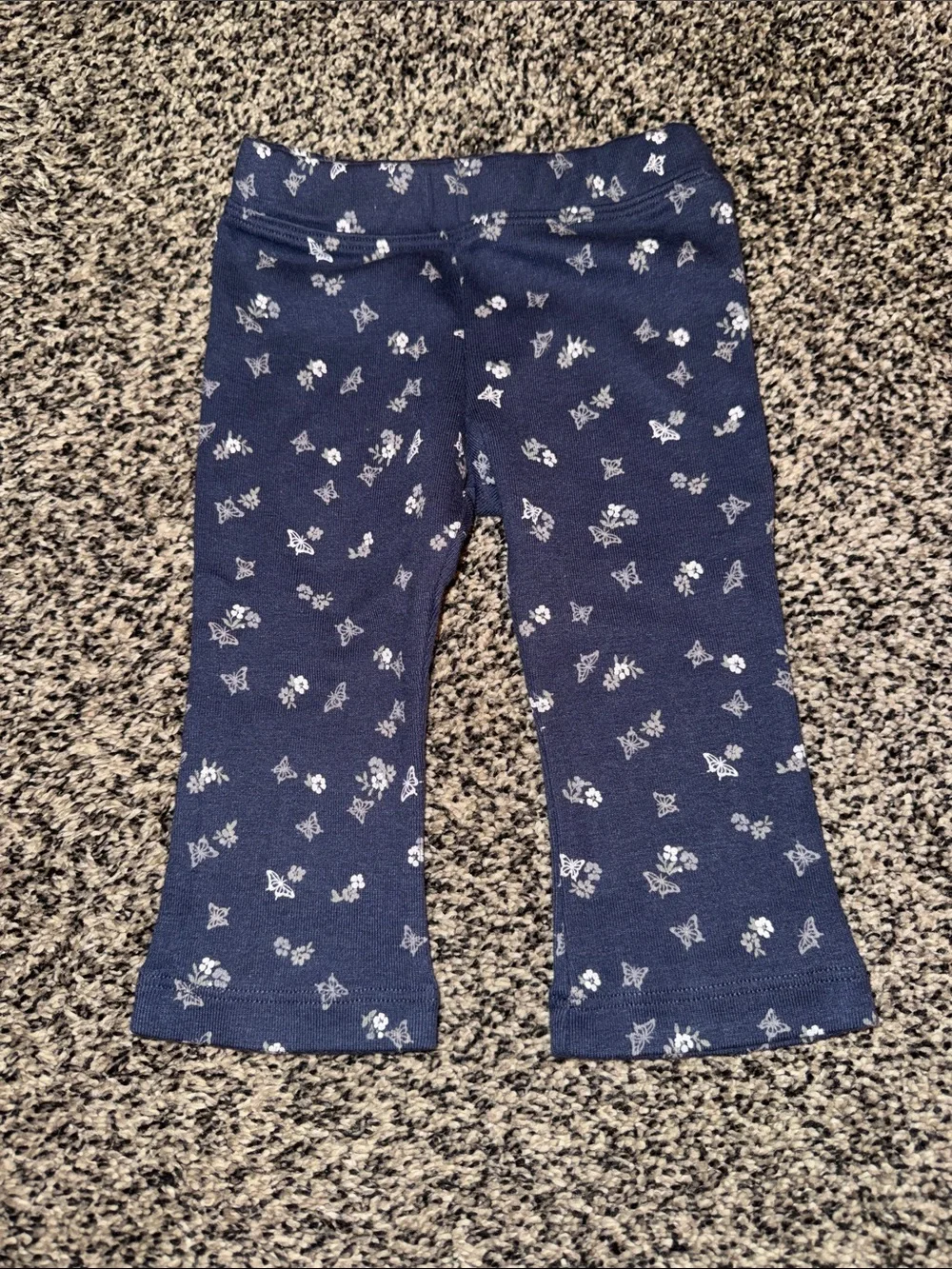 Kids Light Blue Ruffle Sleeve Bodysuit and Navy Floral Pants Set